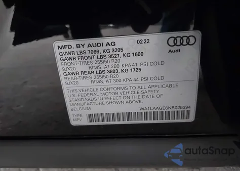 2022 Audi E-Tron Premium Plus Quattro из США, поврежденный, VIN WA1LAAGE6NB025394